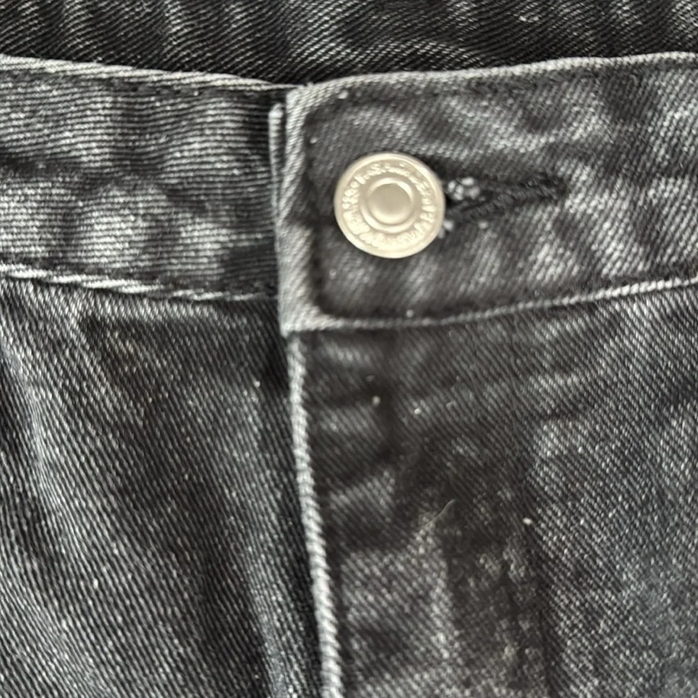Distressed Black Denim Shorts